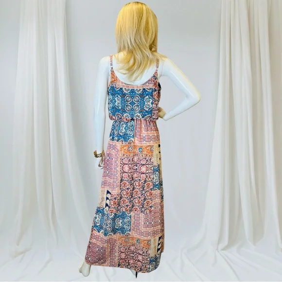 Bohemian Maxi Dress in Pink and Blue - Picture 4 of 7